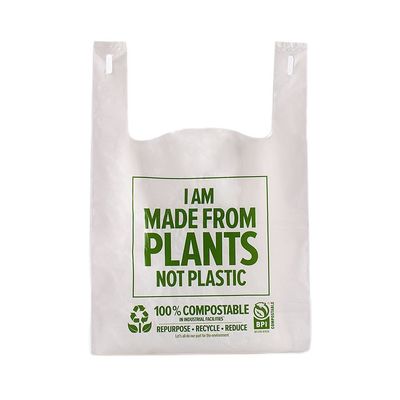 LOGO personnalisé Biodégradable Amidon de maïs PLA PBAT T-shirt sac à main sacs de magasinage sacs en plastique compostable