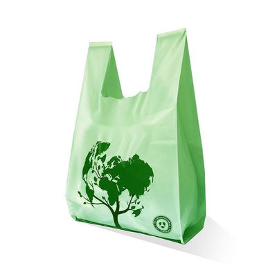 LOGO personnalisé Biodégradable Amidon de maïs PLA PBAT T-shirt sac à main sacs de magasinage sacs en plastique compostable