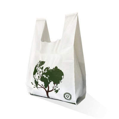 LOGO personnalisé Biodégradable Amidon de maïs PLA PBAT T-shirt sac à main sacs de magasinage sacs en plastique compostable