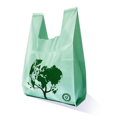LOGO personnalisé Biodégradable Amidon de maïs PLA PBAT T-shirt sac à main sacs de magasinage sacs en plastique compostable