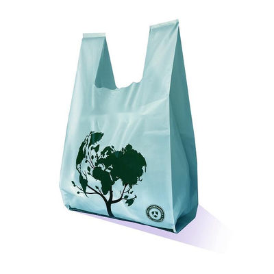 LOGO personnalisé Biodégradable Amidon de maïs PLA PBAT T-shirt sac à main sacs de magasinage sacs en plastique compostable
