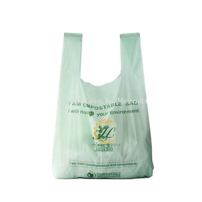 Logo personnalisé Compostable Biodégradable sac à main T-shirt 100micron