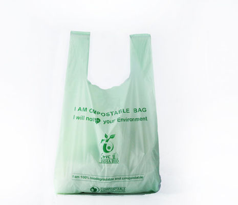 Sac de magasinage biodégradable 100% compostable vert bleu blanc OEM