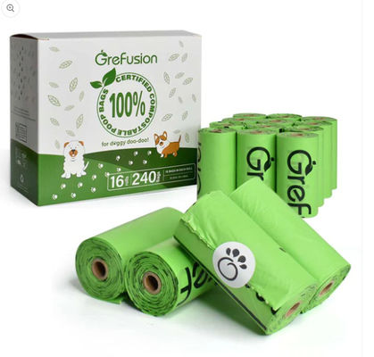 Sac de caca à chien à usage unique et compostable pour les déchets certifié TUV